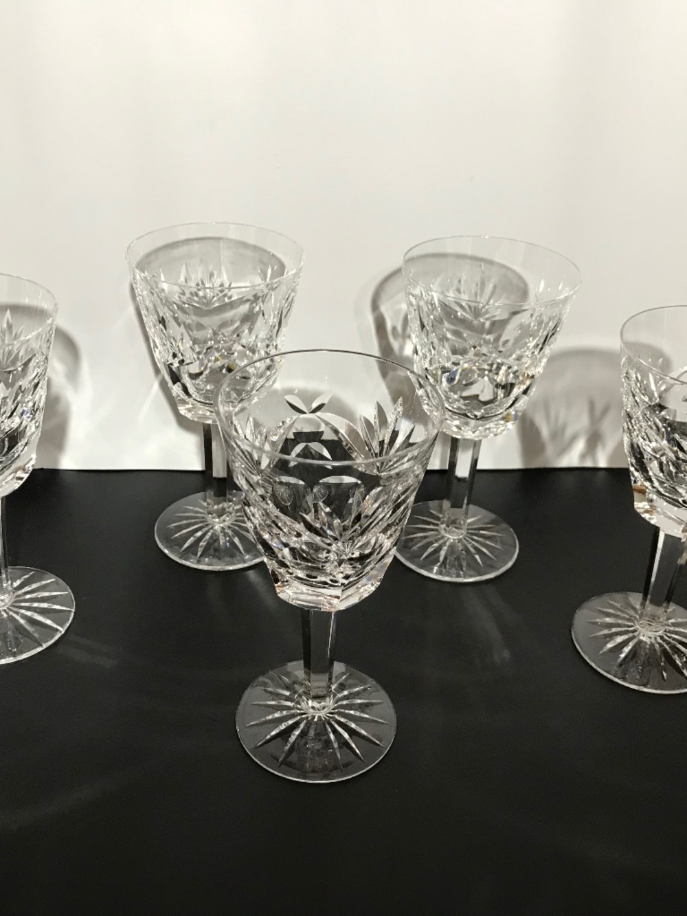 Vintage Set of 5 Waterford Crystal ASHLING Claret Wine Glasses 5 7/8” x 3”